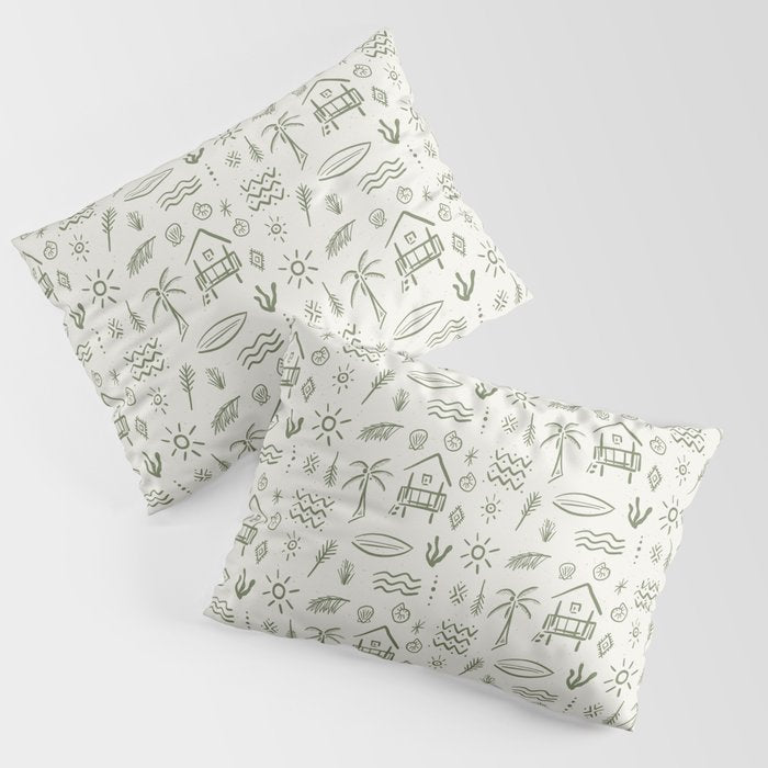 Modern Surf Shack . Paradise Green Pillow Sham Gallery Image 3