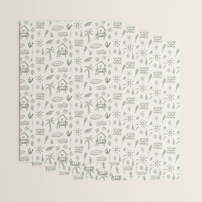 Modern Surf Shack . Paradise Green Wrapping Paper Gallery Image 3