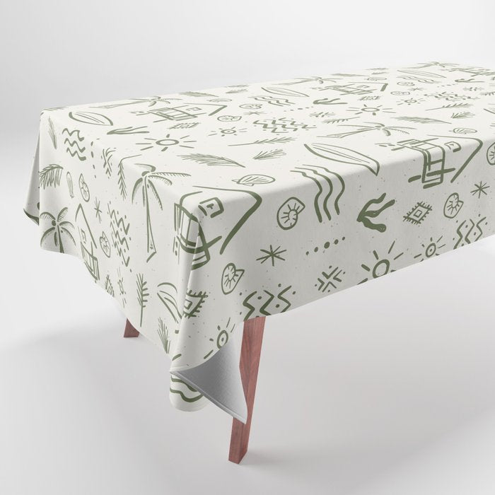 Modern Surf Shack . Paradise Green Tablecloth Gallery Image 1