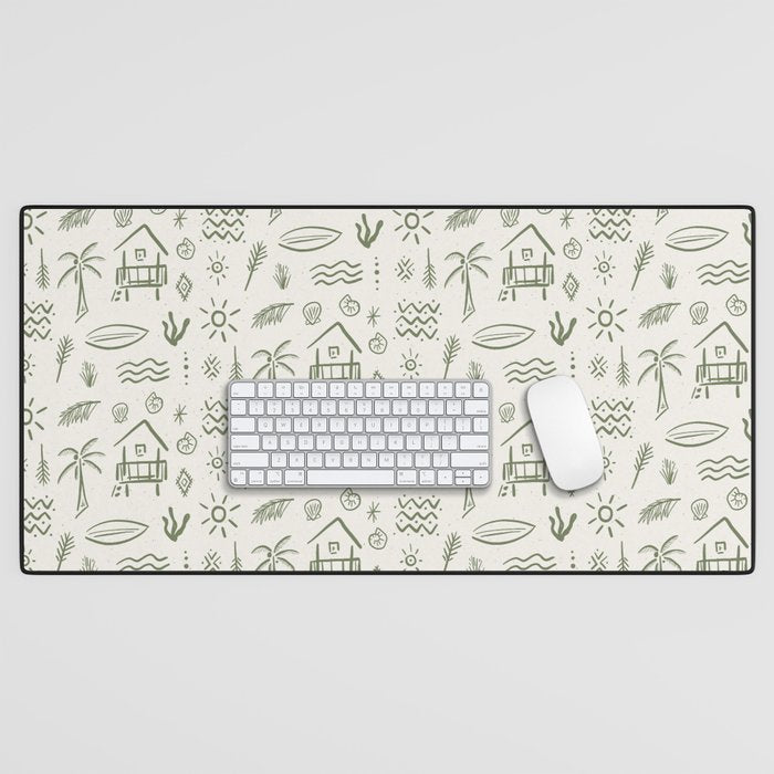 Modern Surf Shack . Paradise Green Desk Mat Gallery Image 1
