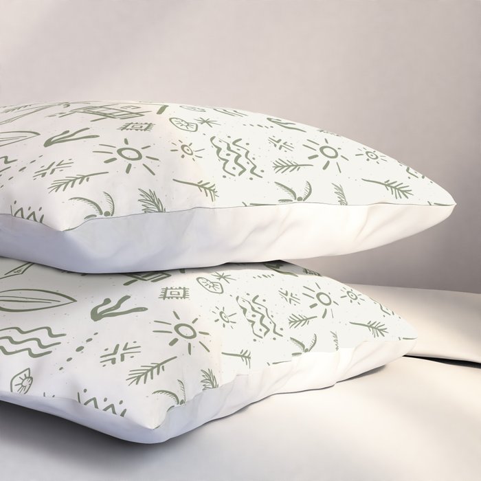 Modern Surf Shack . Paradise Green Pillow Sham Gallery Image 3