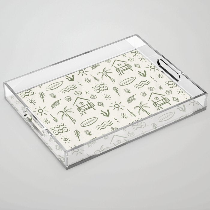 Modern Surf Shack . Paradise Green Acrylic Tray Gallery Image 1