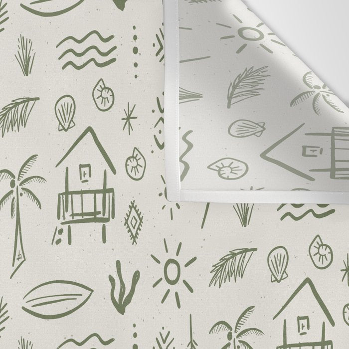 Modern Surf Shack . Paradise Green Wall Tapestry Gallery Image 3