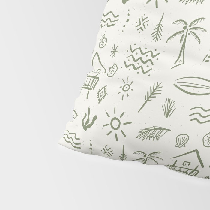 Modern Surf Shack . Paradise Green Pillow Sham Gallery Image 4