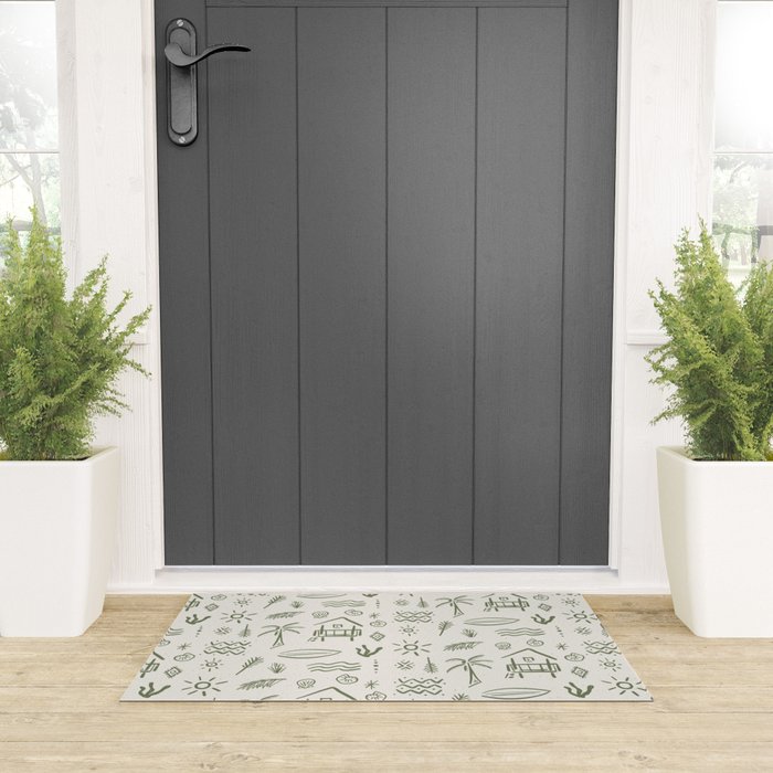 Modern Surf Shack . Paradise Green Welcome Mat Gallery Image 3