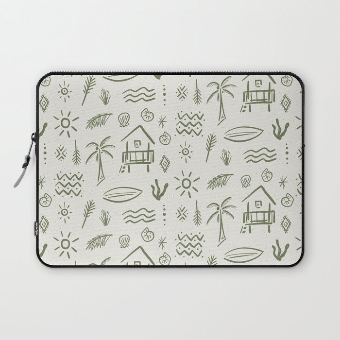 Modern Surf Shack . Paradise Green Laptop Sleeve Gallery Image 1