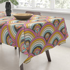 Retro Rainbow Flowers - multi-color Tablecloth Gallery Image 3