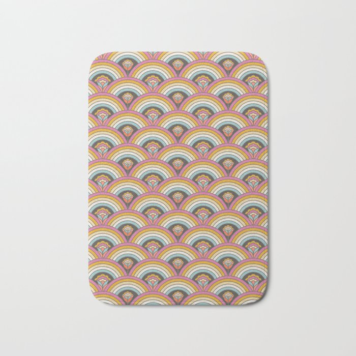 Retro Rainbow Flowers - multi-color Bath Mat Gallery Image 1