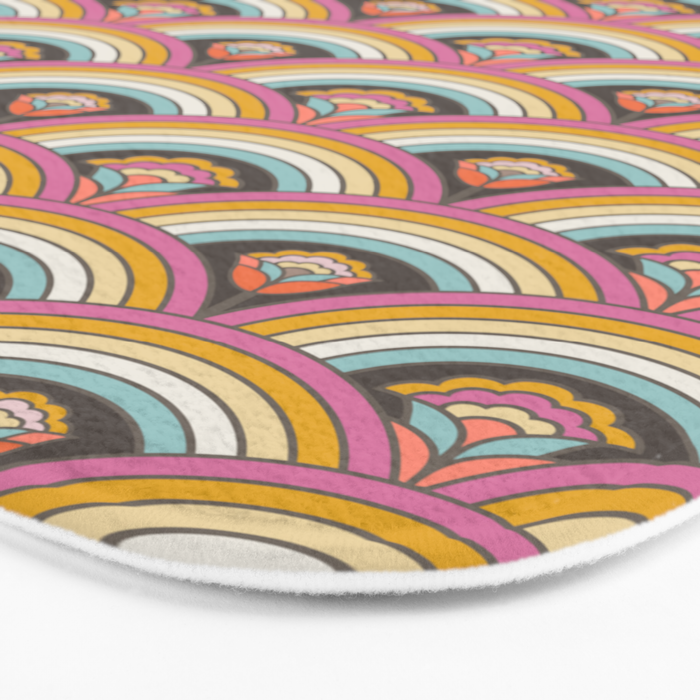 Retro Rainbow Flowers - multi-color Bath Mat Gallery Image 3