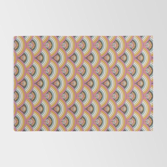 Retro Rainbow Flowers - multi-color Rug Gallery Image 2