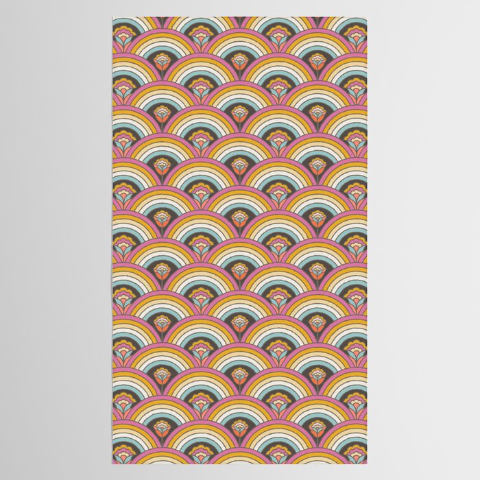 Retro Rainbow Flowers - multi-color Tablecloth Gallery Image 2