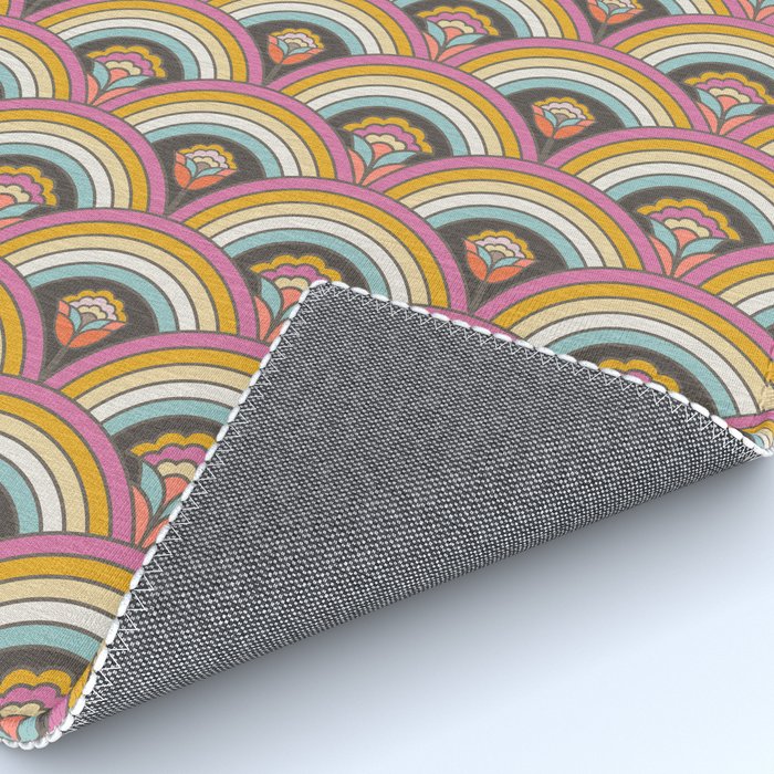 Retro Rainbow Flowers - multi-color Rug Gallery Image 4