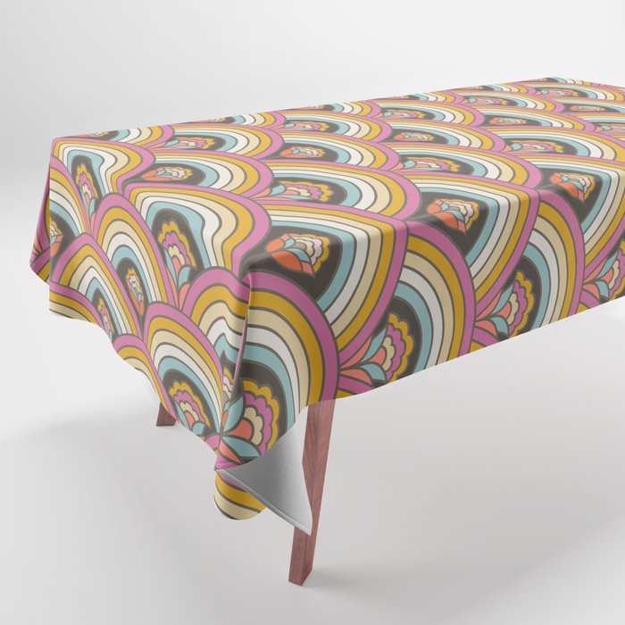 Retro Rainbow Flowers - multi-color Tablecloth Gallery Image 1