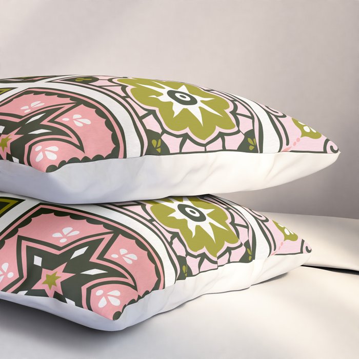 Talavera Mexican Tile - Blush & Sage Palette Pillow Sham Gallery Image 3