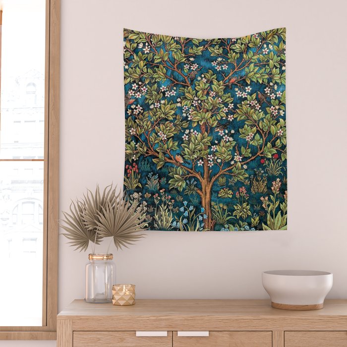 William Morris Tree Of Life, Morris floral,No, 1. Wall Tapestry Gallery Image 2