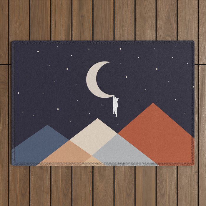 Cat Landscape 176 Hang on the Moon Outdoor Rug Gallery Image 1