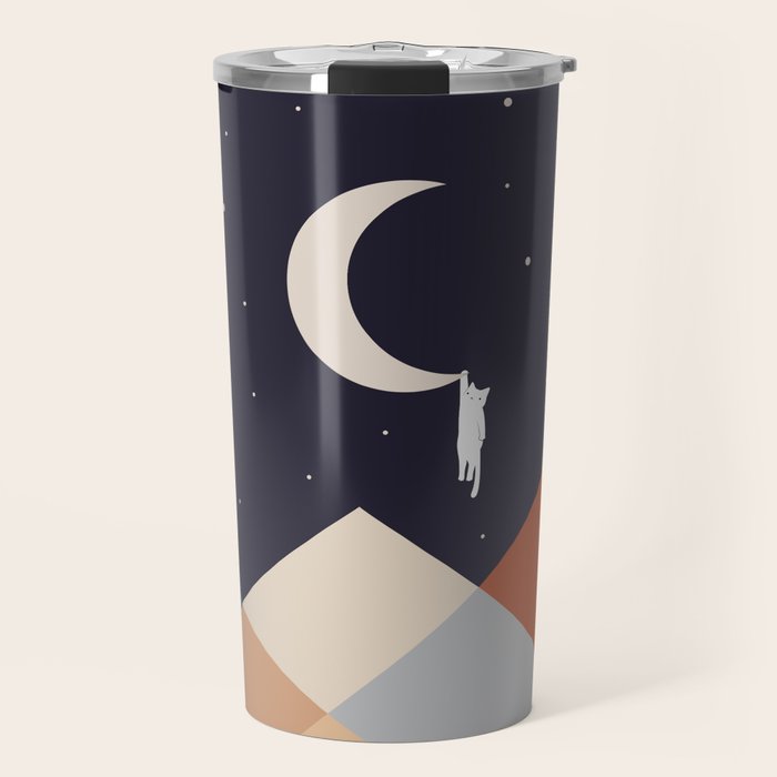 Cat Landscape 176 Hang on the Moon Travel Mug Gallery Image 1