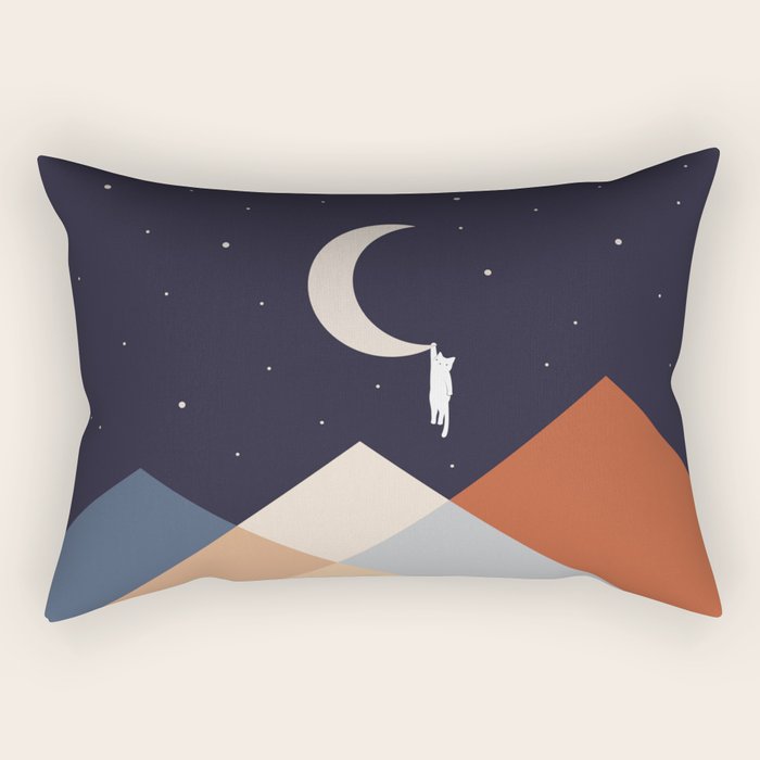 Cat Landscape 176 Hang on the Moon Rectangular Pillow Gallery Image 1