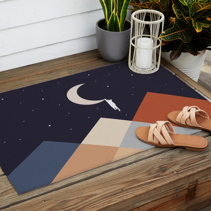 Cat Landscape 176 Hang on the Moon Outdoor Rug Gallery Image 2