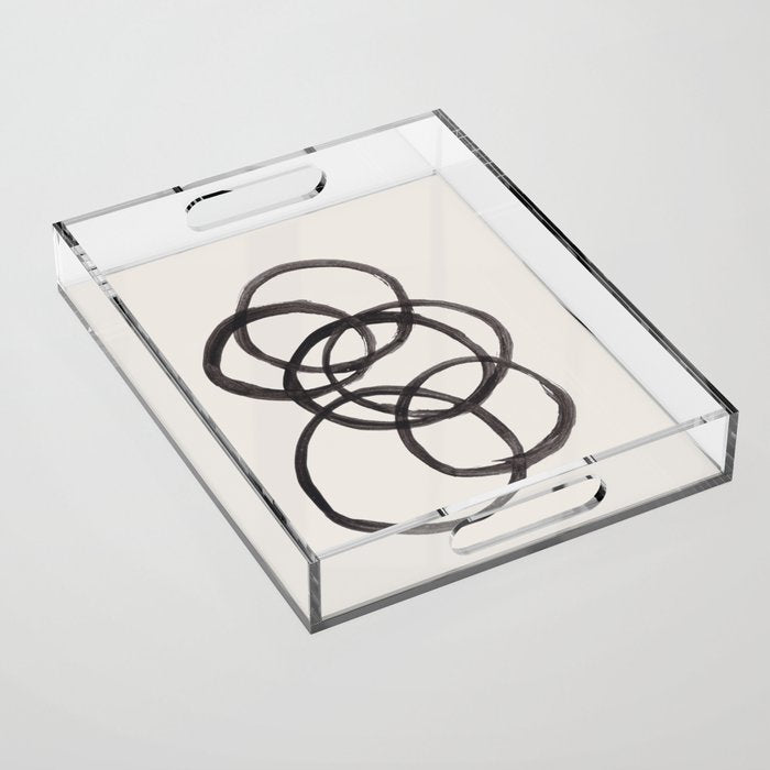 Bubble Rings Minimalist Modern Mid Century Black Ink Spirals Funky Nesting Rings Acrylic Tray Gallery Image 1