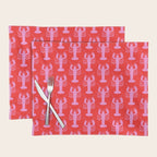 Pop Lobsters Preppy Pink and Red Pattern Placemat Gallery Image 1