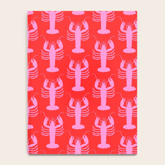 Pop Lobsters Preppy Pink and Red Pattern Notebook Gallery Image 4
