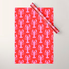 Pop Lobsters Preppy Pink and Red Pattern Wrapping Paper Gallery Image 1