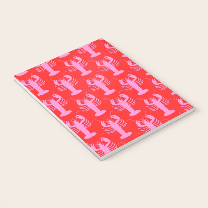 Pop Lobsters Preppy Pink and Red Pattern Notebook Gallery Image 3