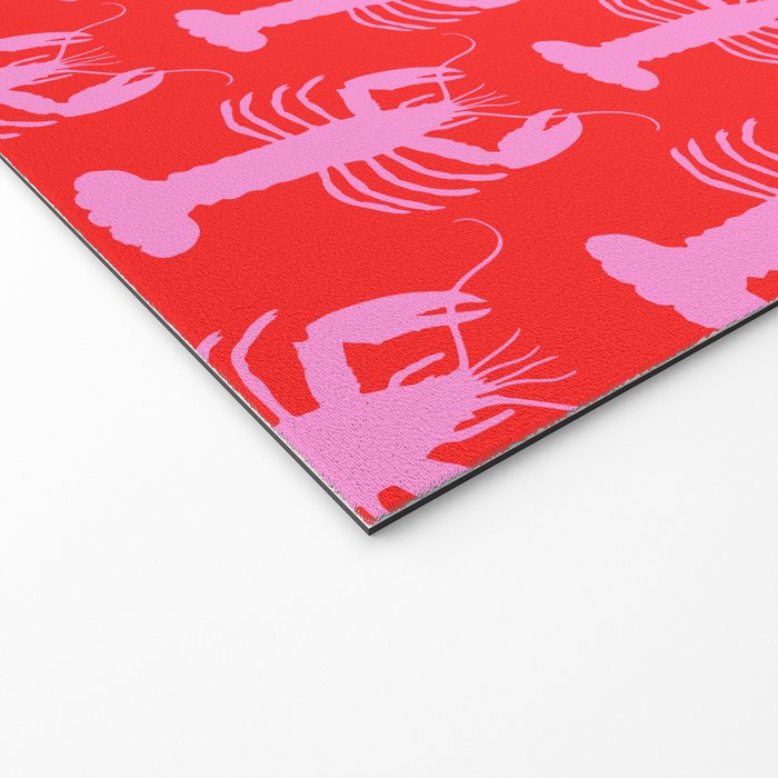 Pop Lobsters Preppy Pink and Red Pattern Welcome Mat Gallery Image 2