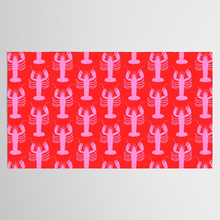 Pop Lobsters Preppy Pink and Red Pattern Tablecloth Gallery Image 2