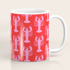 Pop Lobsters Preppy Pink and Red Pattern Coffee Mug Gallery Image 1