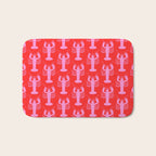 Pop Lobsters Preppy Pink and Red Pattern Bath Mat Gallery Image 1