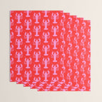Pop Lobsters Preppy Pink and Red Pattern Wrapping Paper Gallery Image 3