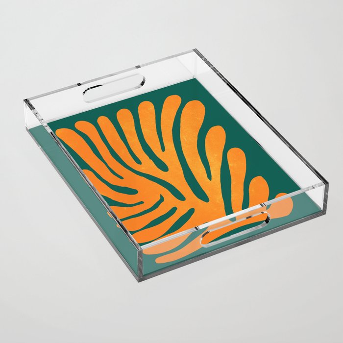 Pine Green & Tangerine: Matisse Paper Cutouts 01 Acrylic Tray Gallery Image 1
