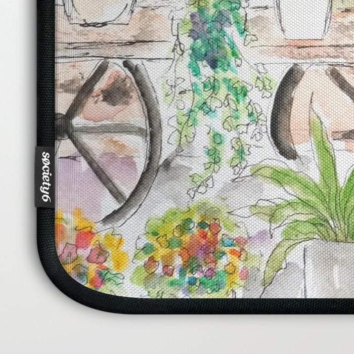 cheerful flower shop and a cat watercolor  Laptop Sleeve Gallery Image 3