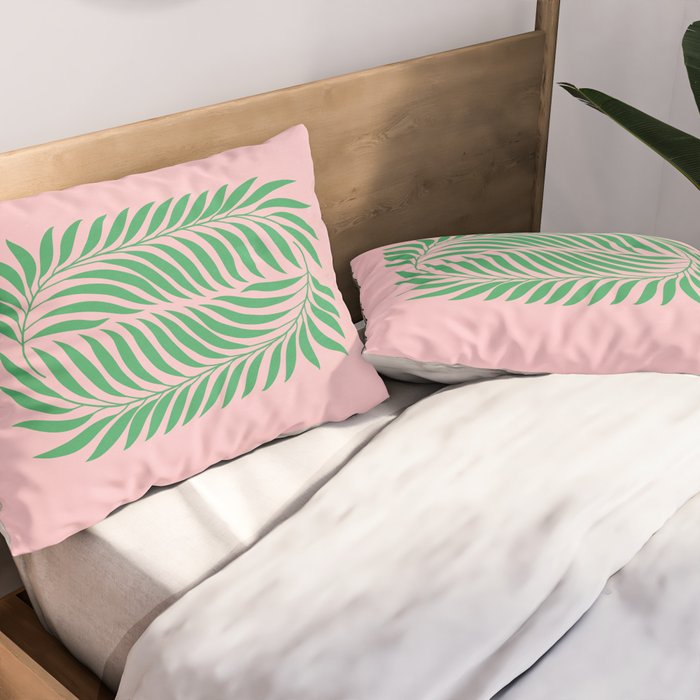 Two Ferns: Azalea & Ocean Green Pillow Sham Gallery Image 2