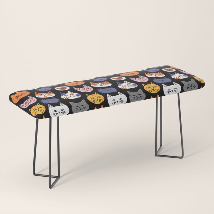 Funny cat animal cartoon art pattern Bench Gallery Image 1