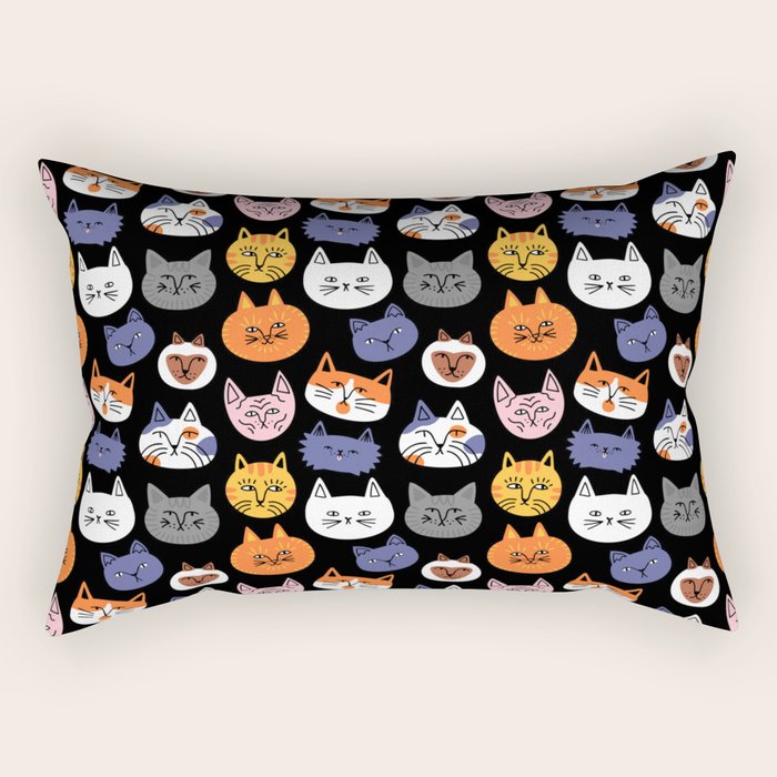 Funny cat animal cartoon art pattern Rectangular Pillow Gallery Image 2