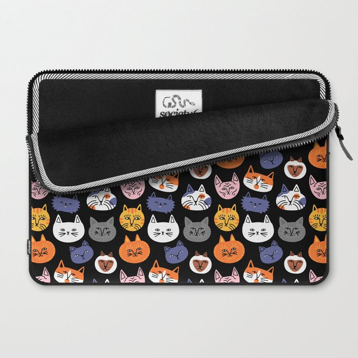 Funny cat animal cartoon art pattern Laptop Sleeve Gallery Image 2