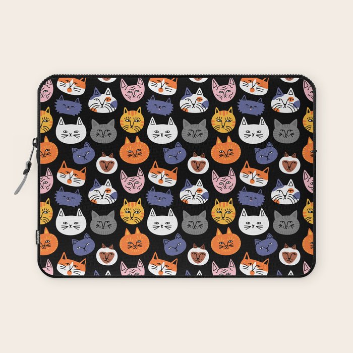 Funny cat animal cartoon art pattern Laptop Sleeve Gallery Image 1