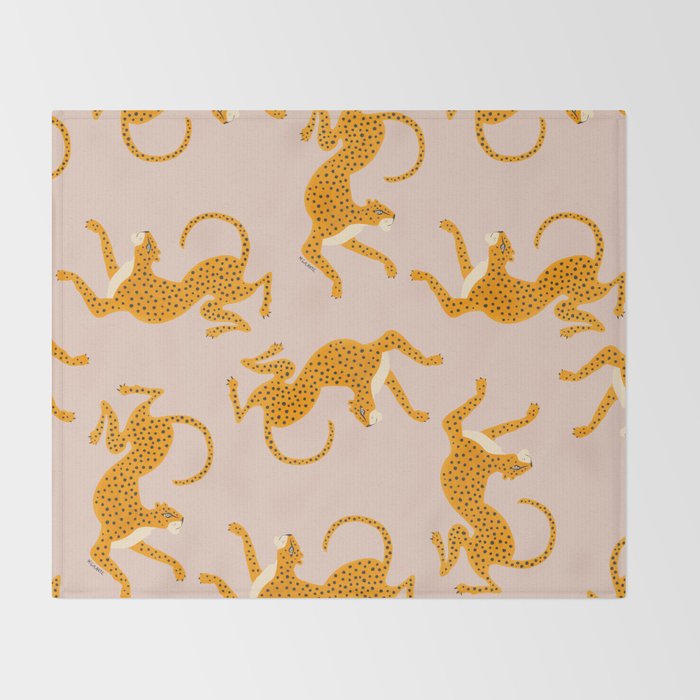 Leopard Race - pink Throw Blanket Gallery Image 2