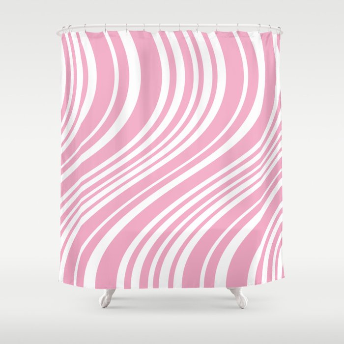 Wavy Stripes XXXI - Pastel Pink  Shower Curtain Gallery Image 1
