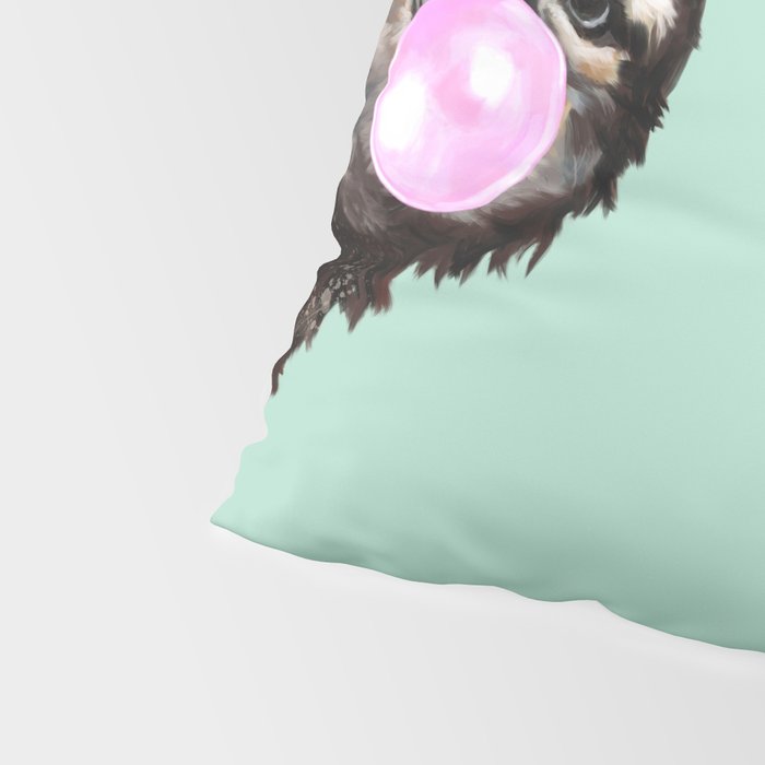 Bubble Gum Sneaky Sloth in Green Pillow Sham Gallery Image 4