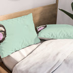Bubble Gum Sneaky Sloth in Green Pillow Sham Gallery Image 2