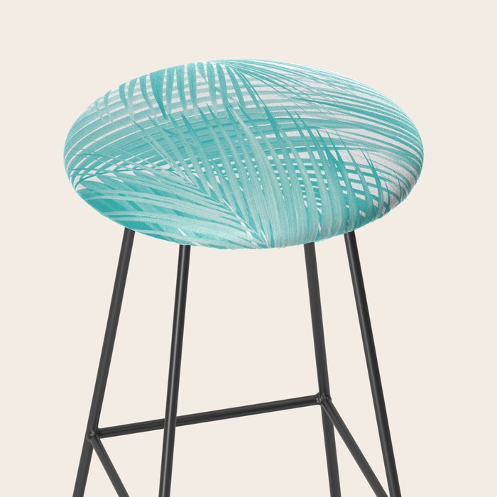 Soft Turquoise Palm Leaves Dream - Cali Summer Vibes #3 #tropical #decor #art Stool Gallery Image 2