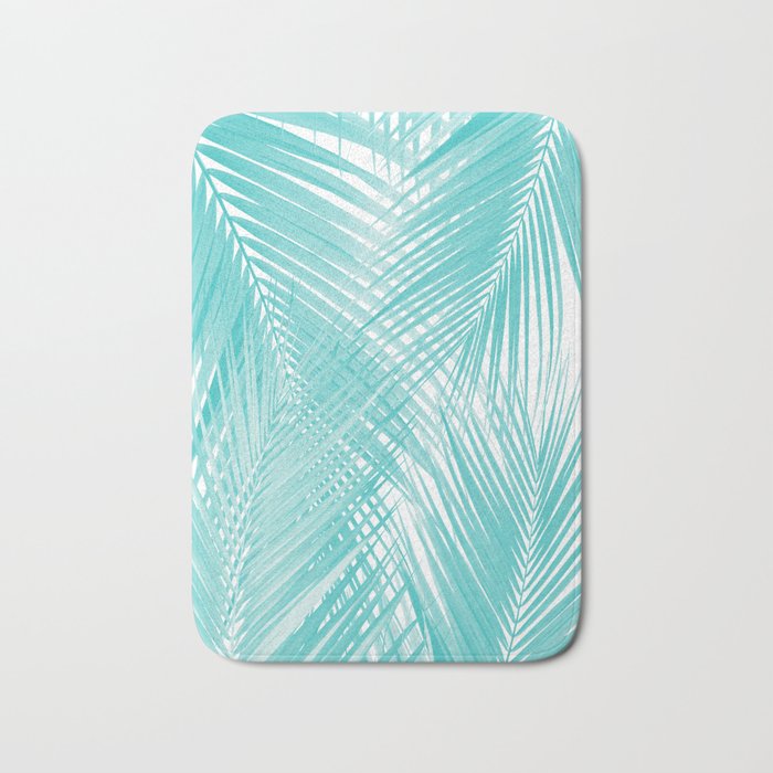 Soft Turquoise Palm Leaves Dream - Cali Summer Vibes #3 #tropical #decor #art Bath Mat Gallery Image 1