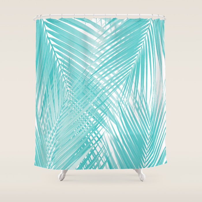 Soft Turquoise Palm Leaves Dream - Cali Summer Vibes #3 #tropical #decor #art Shower Curtain Gallery Image 1
