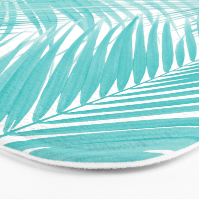 Soft Turquoise Palm Leaves Dream - Cali Summer Vibes #3 #tropical #decor #art Bath Mat Gallery Image 3