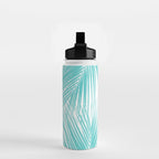 Soft Turquoise Palm Leaves Dream - Cali Summer Vibes #3 #tropical #decor #art Water Bottle Gallery Image 2