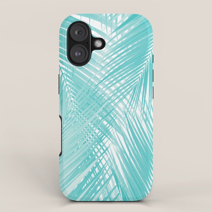 Soft Turquoise Palm Leaves Dream - Cali Summer Vibes #3 #tropical #decor #art iPhone Case Gallery Image 1